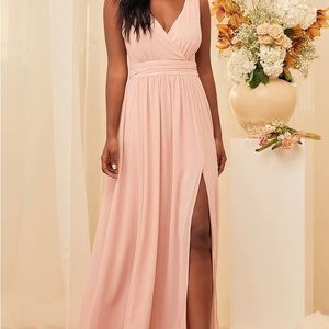 Lulus NEW Thoughts of Hue Blush Surplice Maxi Dress Size Small NWT
